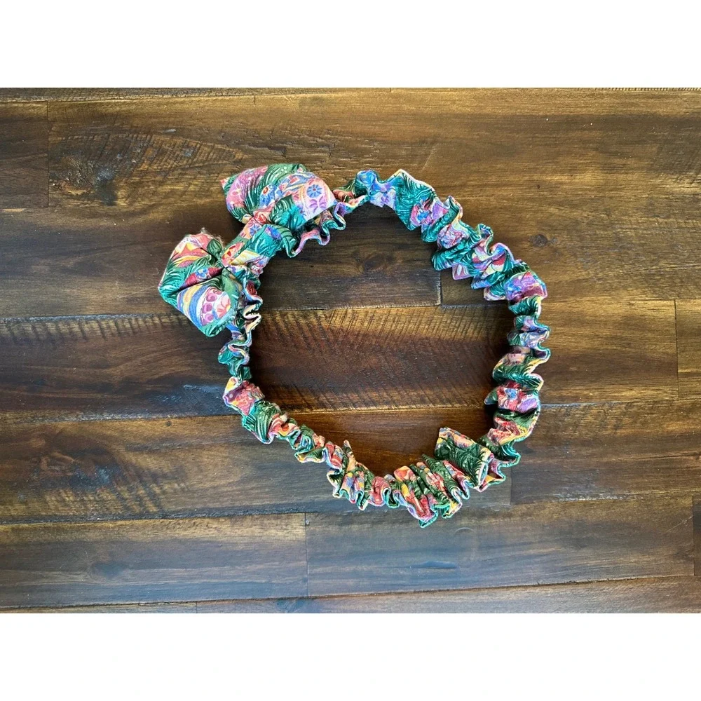 Longaberger Floral Easter Egg Basket Garter Ruffled Bow Accessory Green Pink